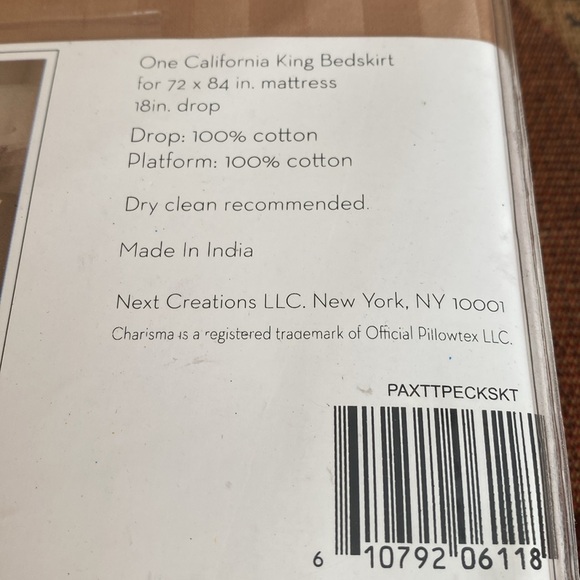 BRAND NEW CHARISMA PAXTON STRIPED TAUPE CALIFORNIA KING BEDSKIRT, NEW - Picture 7 of 7